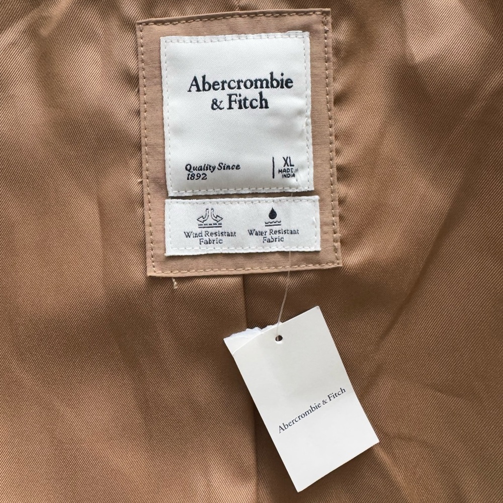 NWT Abercrombie & Fitch Classic Trench Coat in Tan - Picture 10 of 12